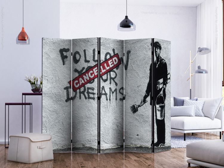 Room Divider Dreams Cancelled (Banksy) II (5-piece) - mural with English writings 133548 additionalImage 2