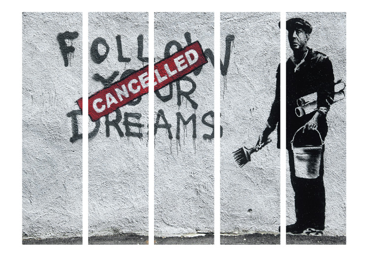 Room Divider Dreams Cancelled (Banksy) II (5-piece) - mural with English writings 133548 additionalImage 3