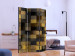 Folding Screen Wooden Cubes - wooden texture in checkered pattern with geometric figures 133648 additionalThumb 2