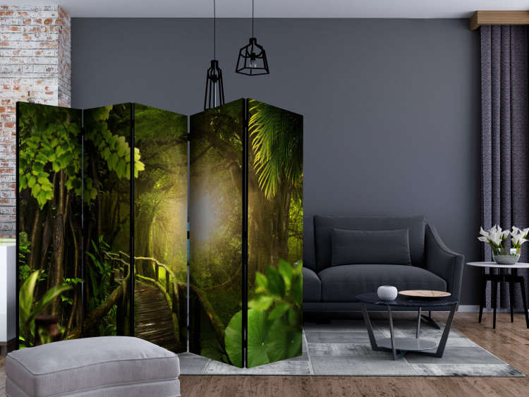 Folding Screen Heart of the Forest II - bridge landscape in a green forest with tropical plants 133748 additionalImage 4