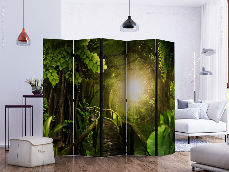 Folding Screen Heart of the Forest II - bridge landscape in a green forest with tropical plants 133748 additionalImage 2