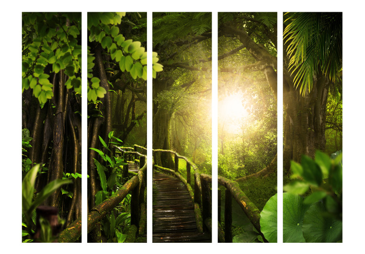 Folding Screen Heart of the Forest II - bridge landscape in a green forest with tropical plants 133748 additionalImage 3