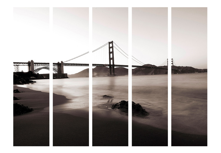 Room Divider Screen San Francisco: Golden Gate Bridge in Black and White II - dark landscape 133848 additionalImage 3