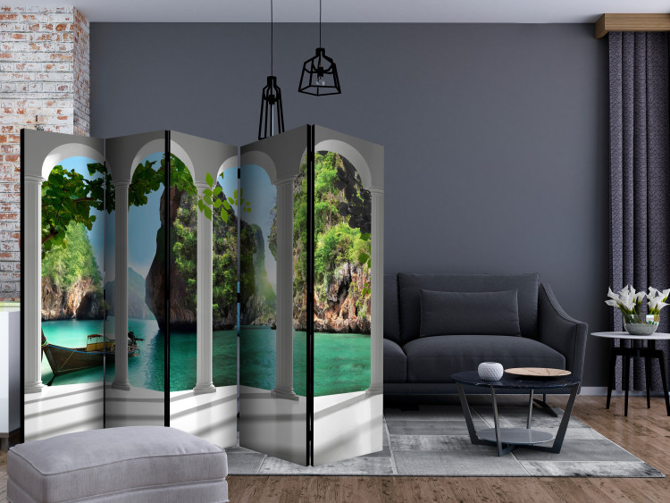 Room Divider On the Terrace II (5-piece) - view from behind columns to a scenic landscape 134148 additionalImage 4