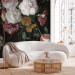 Photo Wallpaper Flowering flowers in vintage style - motif of painted colourful flowers 135748