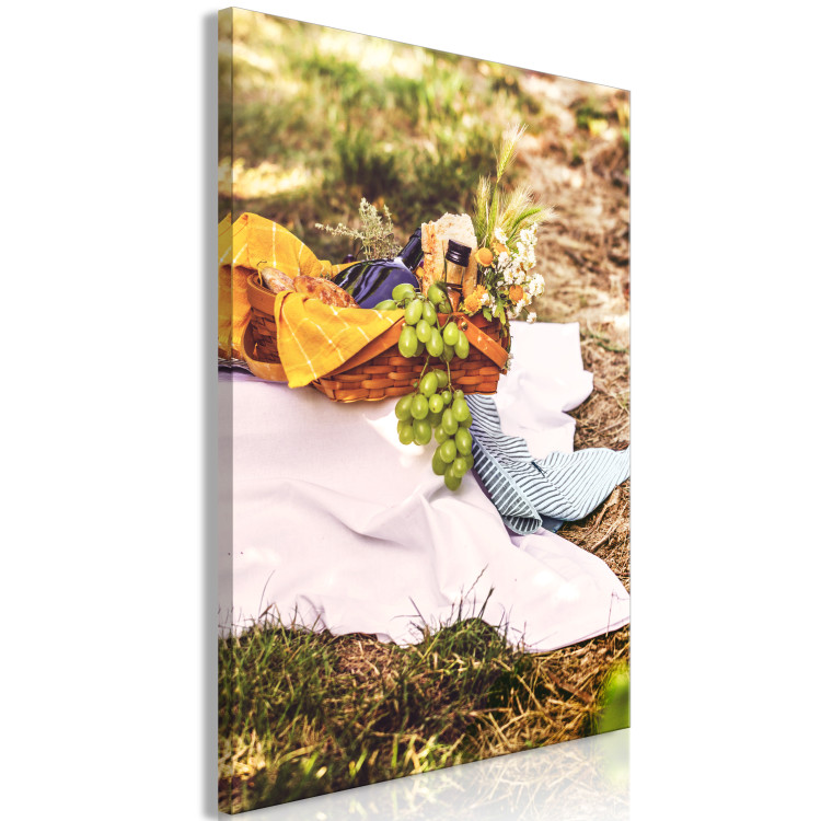 Canvas Print Basket full of food - photo of picnic basket on the meadow 135848 additionalImage 2