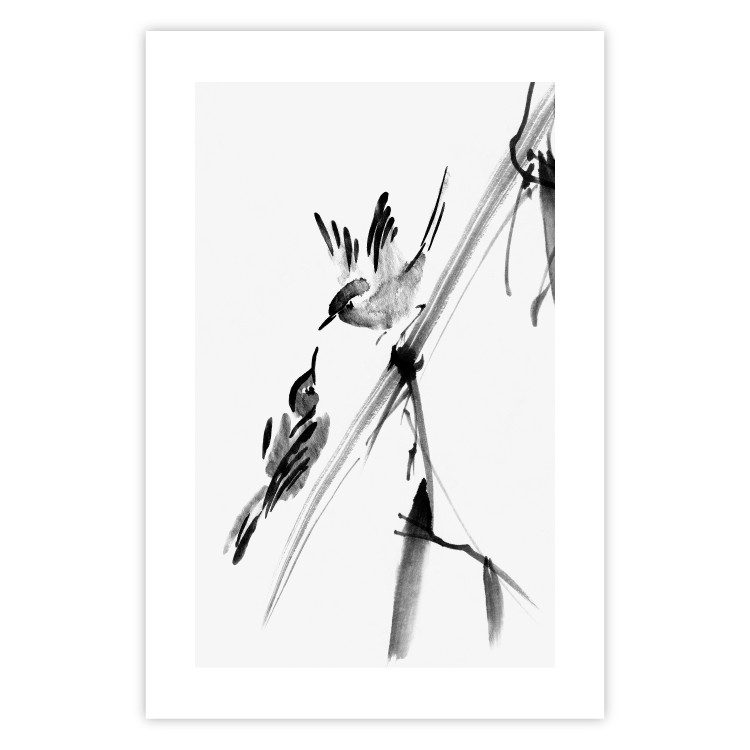 Poster Winged Love - minimalist composition of birds among trees 136048 additionalImage 21