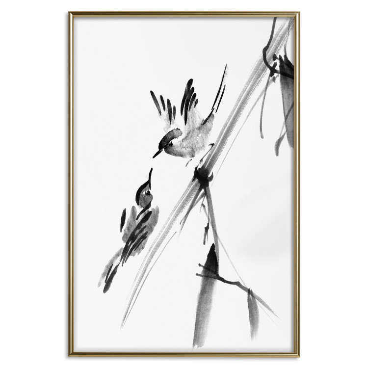 Poster Winged Love - minimalist composition of birds among trees 136048 additionalImage 23