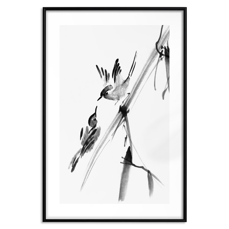 Poster Winged Love - minimalist composition of birds among trees 136048 additionalImage 19