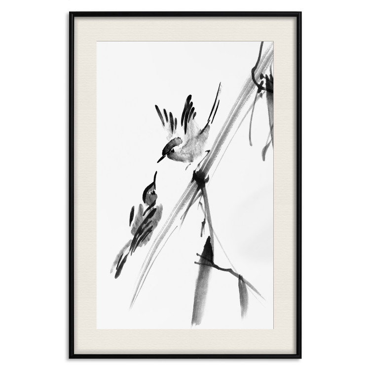Poster Winged Love - minimalist composition of birds among trees 136048 additionalImage 26