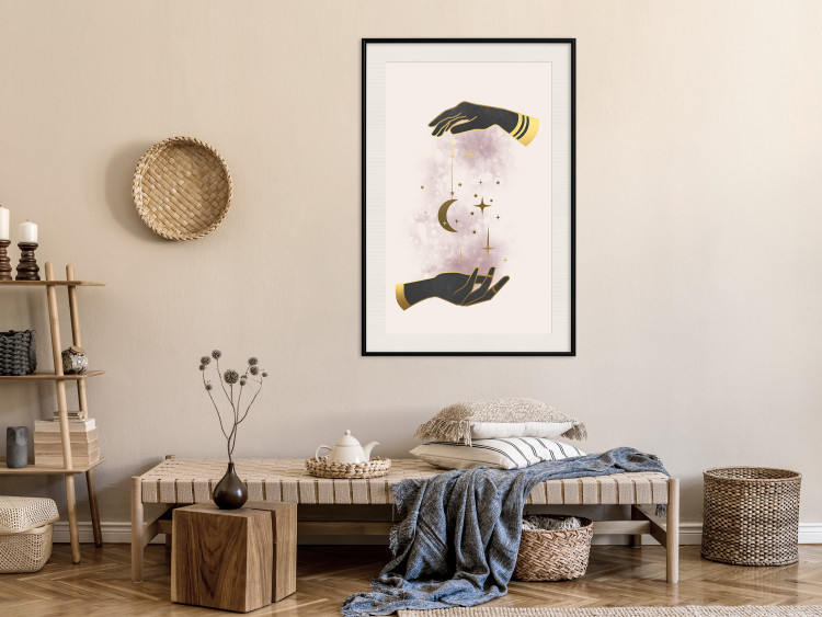 Poster Total Magic - extraordinary abstraction with hands and moon on a beige background 136548 additionalImage 25