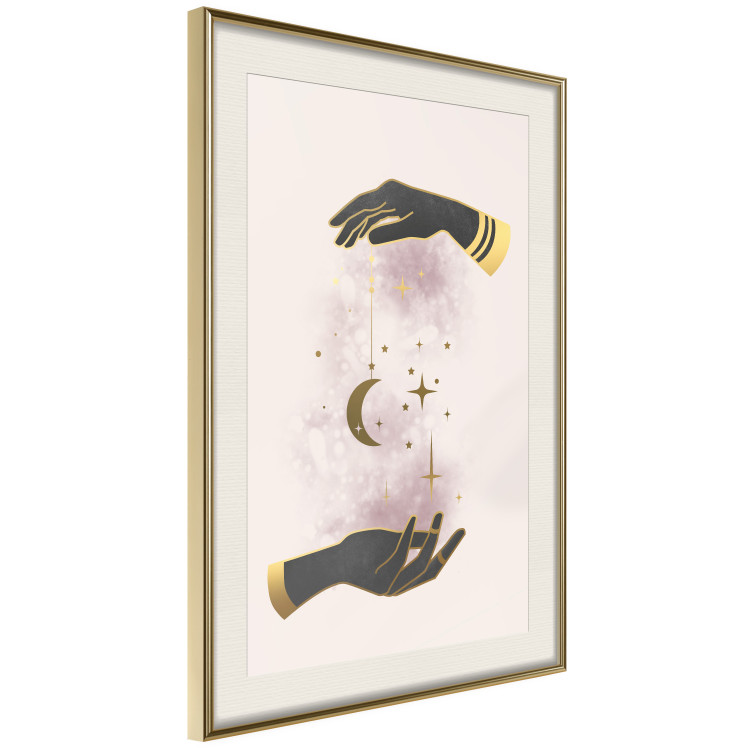 Poster Total Magic - extraordinary abstraction with hands and moon on a beige background 136548 additionalImage 6