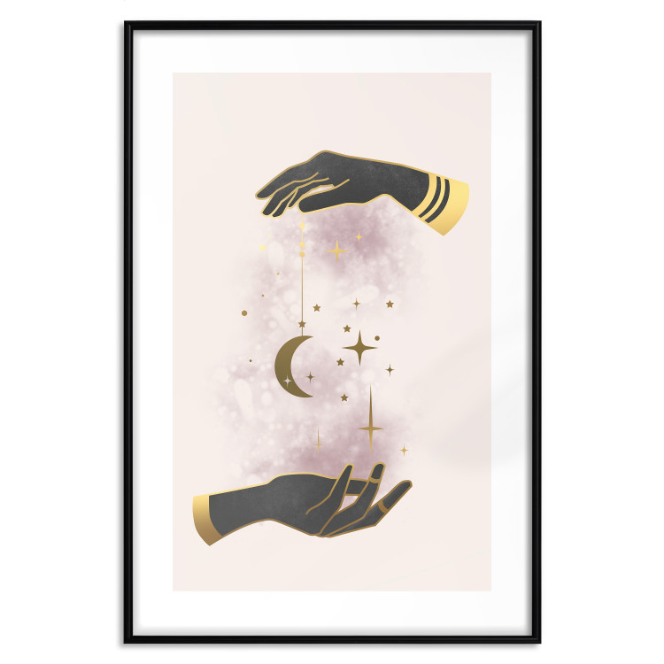 Poster Total Magic - extraordinary abstraction with hands and moon on a beige background 136548 additionalImage 14