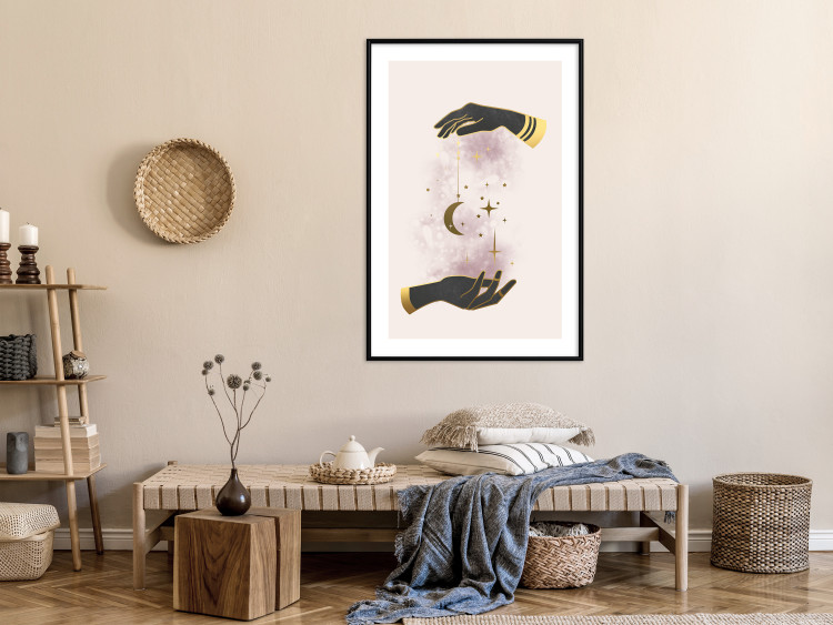 Poster Total Magic - extraordinary abstraction with hands and moon on a beige background 136548 additionalImage 27