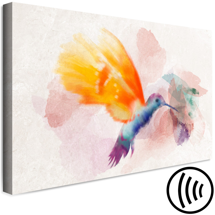 Canvas Yellow Hummingbird (1-piece) Wide - bird in delicate watercolors 138248 additionalImage 6