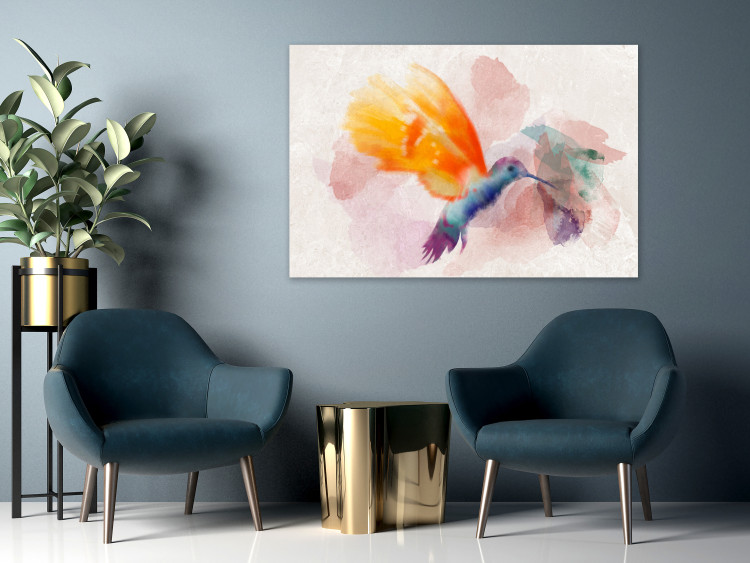 Canvas Yellow Hummingbird (1-piece) Wide - bird in delicate watercolors 138248 additionalImage 3
