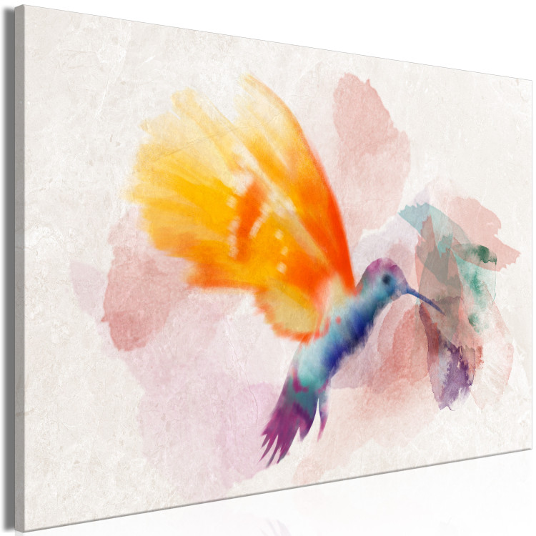 Canvas Yellow Hummingbird (1-piece) Wide - bird in delicate watercolors 138248 additionalImage 2