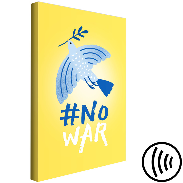 Canvas Print No War (1-piece) Vertical - blue bird on yellow background with text 142448 additionalImage 6