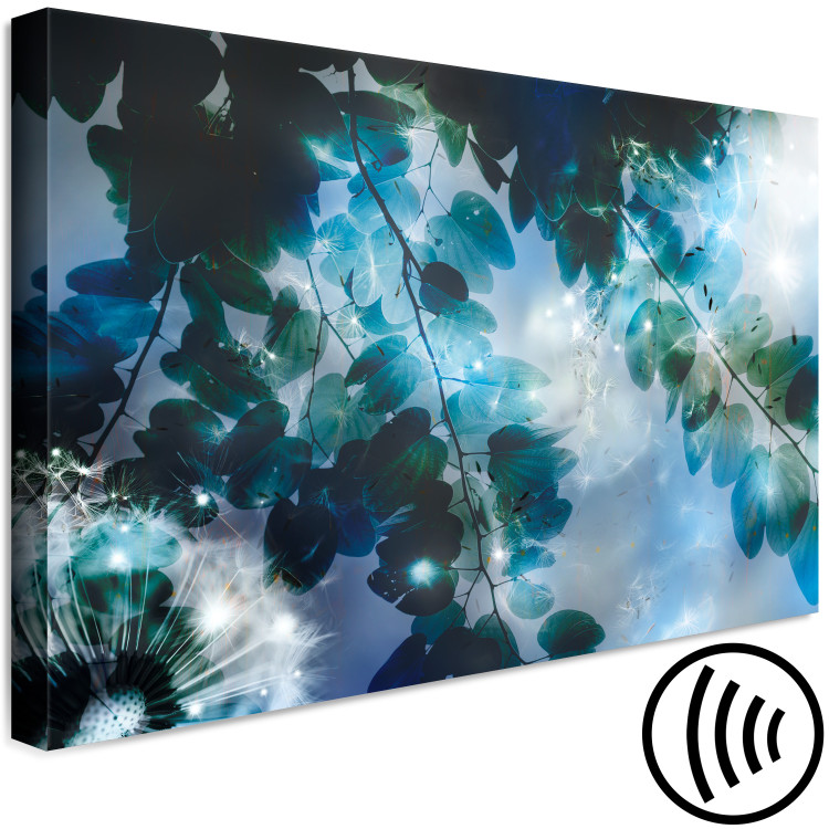 Canvas Blue (1-piece) - blue garden among leaves and dandelion flowers 144048 additionalImage 6