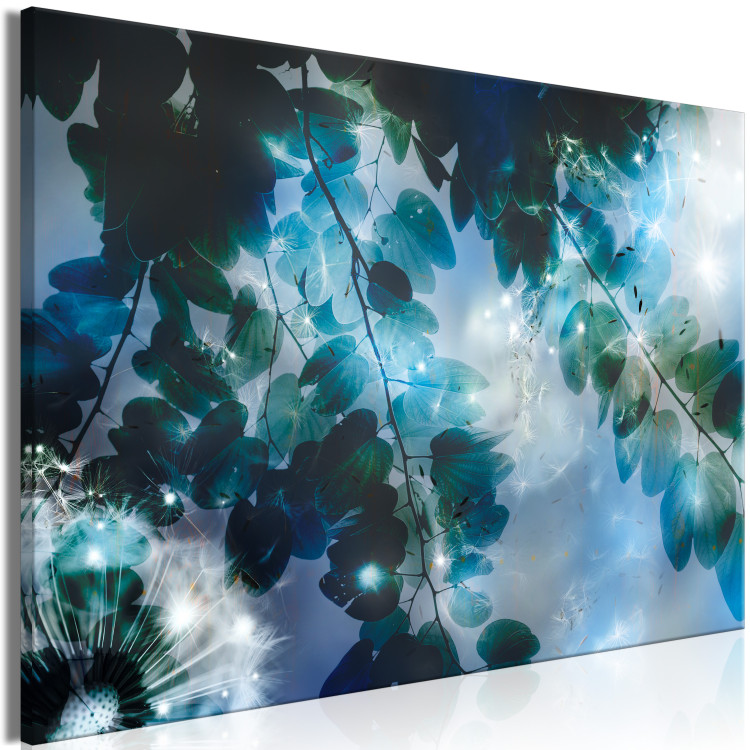 Canvas Blue (1-piece) - blue garden among leaves and dandelion flowers 144048 additionalImage 2