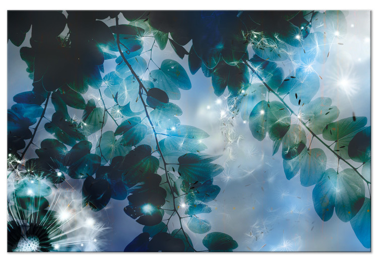 Canvas Blue (1-piece) - blue garden among leaves and dandelion flowers 144048