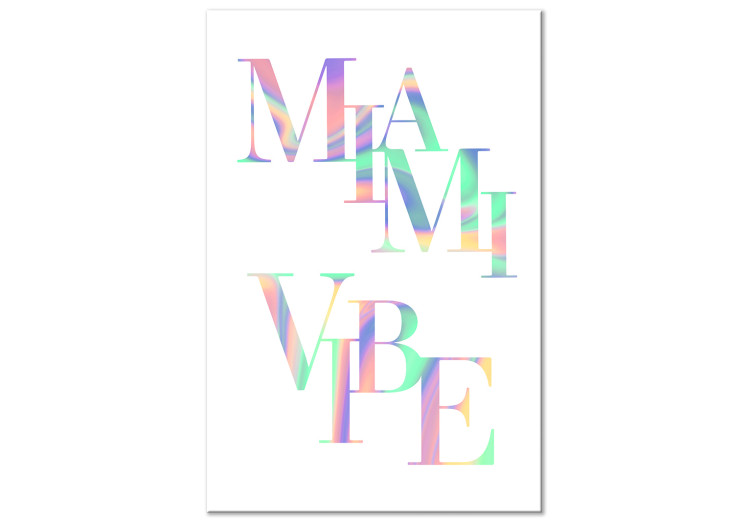 Canvas Print Miami Vibe Sign (1-piece) - colorful holographic text in English 144348