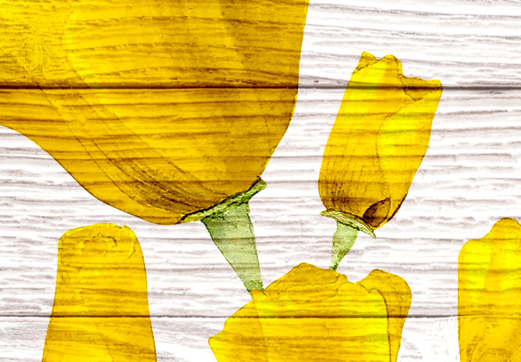 Canvas Art Print Yellow Flowers (1-piece) - lemon plants on a light wood background 144648 additionalImage 4
