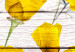 Canvas Art Print Yellow Flowers (1-piece) - lemon plants on a light wood background 144648 additionalThumb 5