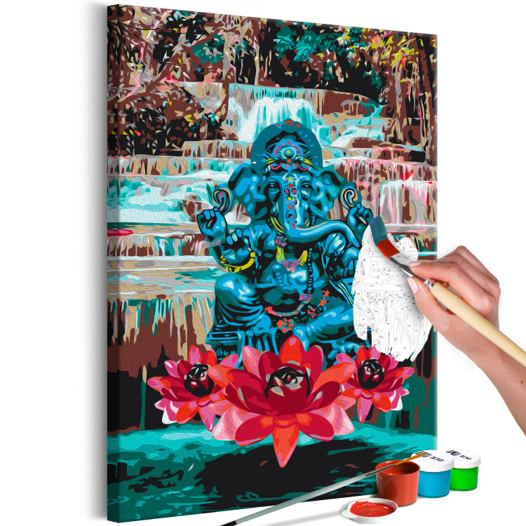 Paint by Number Kit Blue Deity - Levitating Ganesha against the Background of a Waterfall 146548 additionalImage 3