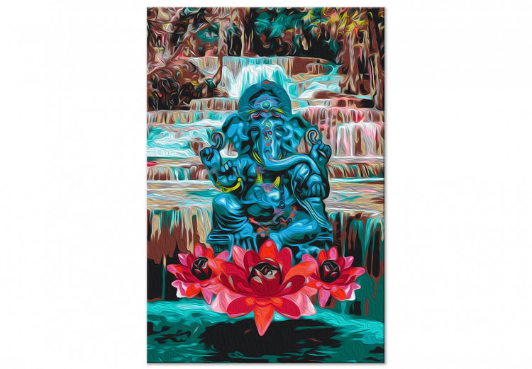 Paint by Number Kit Blue Deity - Levitating Ganesha against the Background of a Waterfall 146548 additionalImage 4
