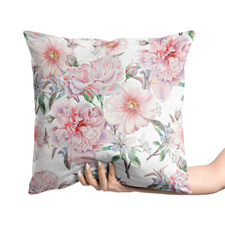 Decorative Velor Pillow Spring beauty - a subtle floral composition in cottagecore style 147048 additionalImage 2