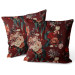 Decorative Velor Pillow Noble bouquet - composition of flowers on a burgundy background 147148 additionalThumb 3