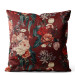 Decorative Velor Pillow Noble bouquet - composition of flowers on a burgundy background 147148