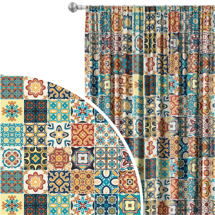 Decorative Curtain Spanish arabesque - a motif inspired by patchwork-style ceramics 147248