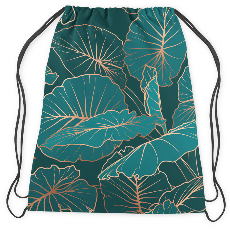 Backpack Night jungle - a botanical composition with allocasia leaves and gold 147448 additionalImage 2