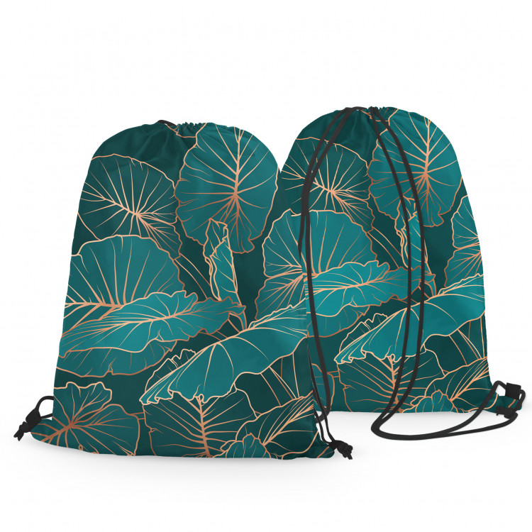 Backpack Night jungle - a botanical composition with allocasia leaves and gold 147448 additionalImage 3