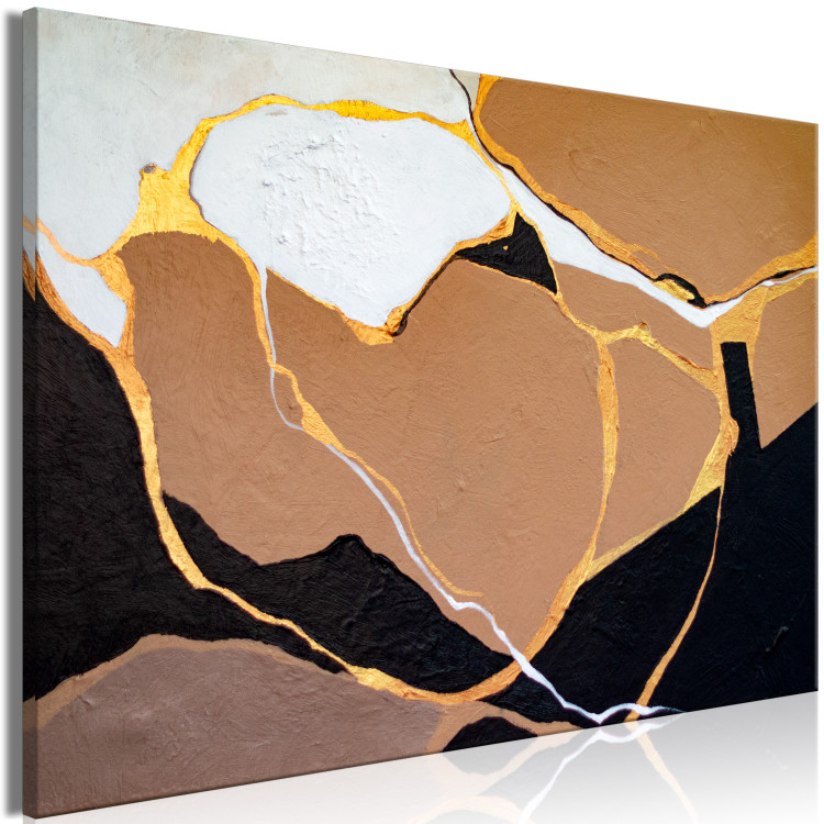 Canvas Art Print Stain Abstraction - Painted Shapes in Warm Colors 147648 additionalImage 2