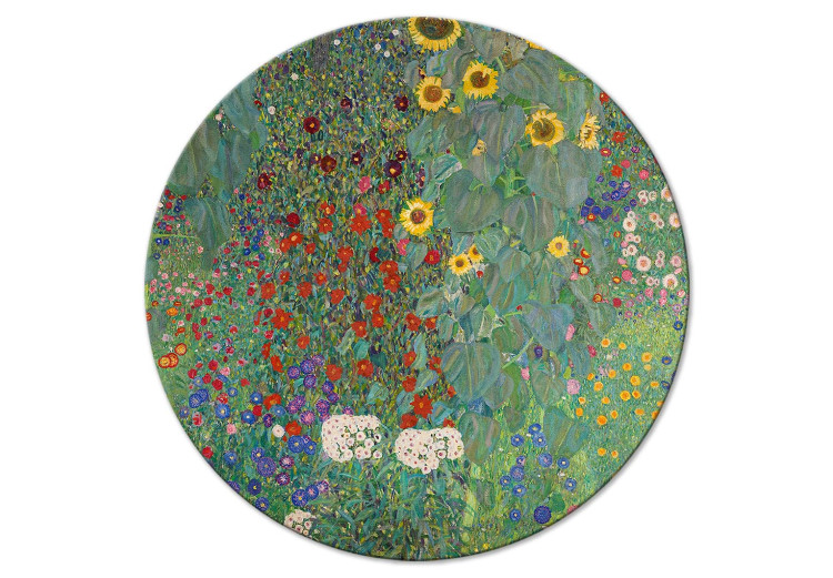 Round Canvas Country Garden With Sunflowers, Gustav Klimt - Multi-Colored Flowers 148748