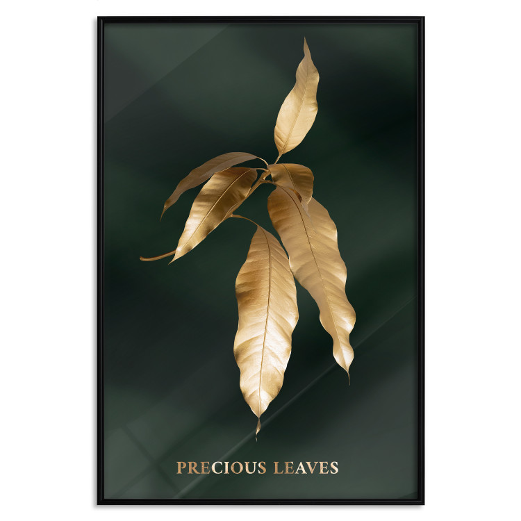 Poster Mango Leaves - Branch in Warm Tones on a Dark Background 148848 additionalImage 22