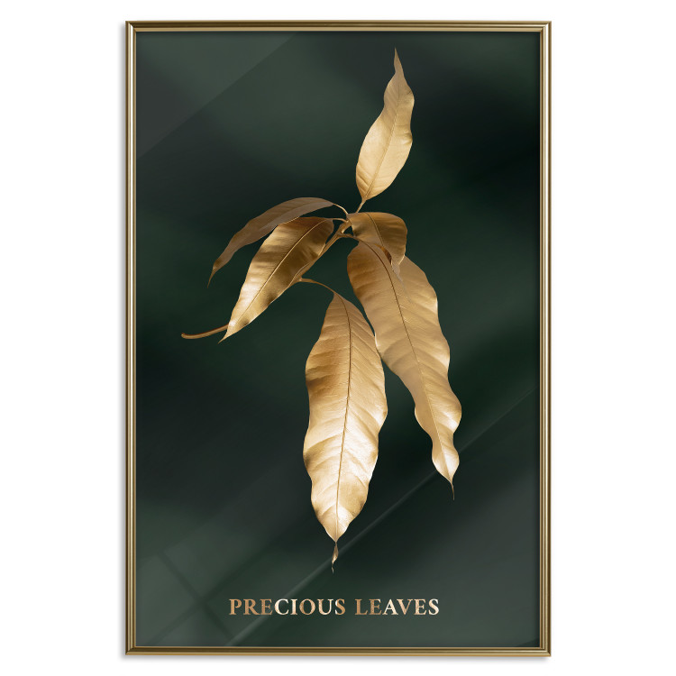 Poster Mango Leaves - Branch in Warm Tones on a Dark Background 148848 additionalImage 23