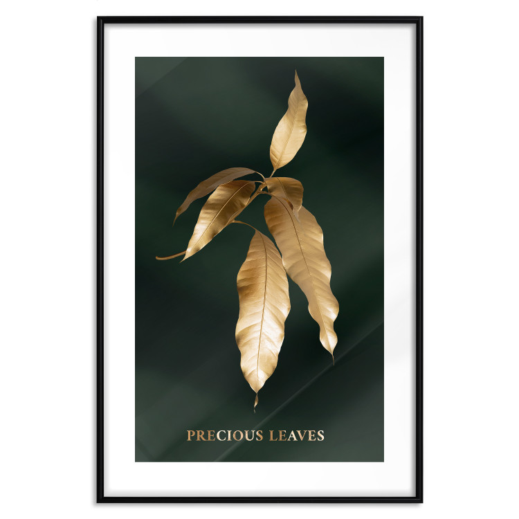 Poster Mango Leaves - Branch in Warm Tones on a Dark Background 148848 additionalImage 24