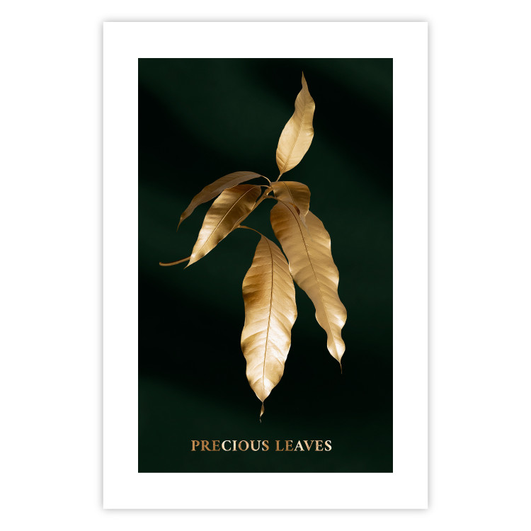 Poster Mango Leaves - Branch in Warm Tones on a Dark Background 148848 additionalImage 18