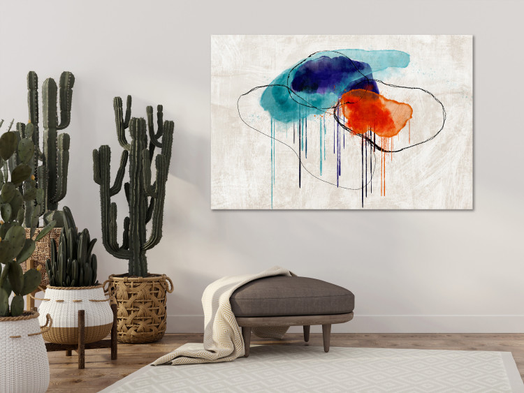 Canvas Print Colorful clouds - orange and blue abstraction on a beige background 149648 additionalImage 3
