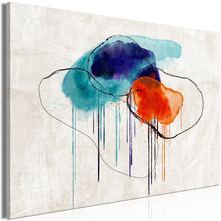 Canvas Print Colorful clouds - orange and blue abstraction on a beige background 149648 additionalImage 2