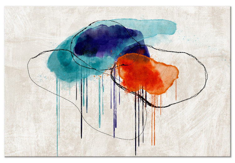 Canvas Print Colorful clouds - orange and blue abstraction on a beige background 149648