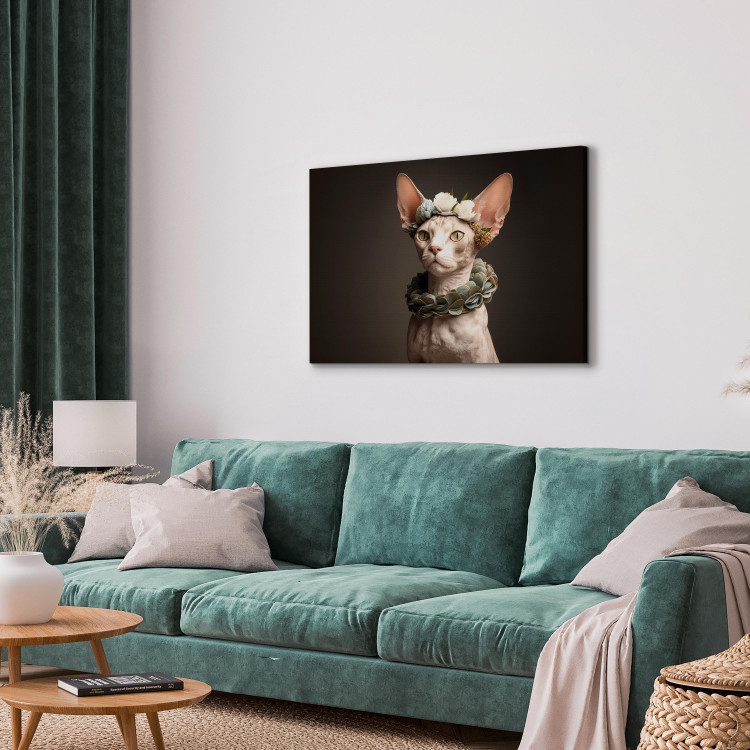 Canvas AI Sphinx Cat - Animal Portrait With Long Ears and Plant Jewelry - Horizontal 150148 additionalImage 10