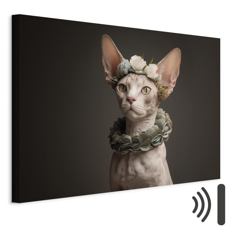 Canvas AI Sphinx Cat - Animal Portrait With Long Ears and Plant Jewelry - Horizontal 150148 additionalImage 8