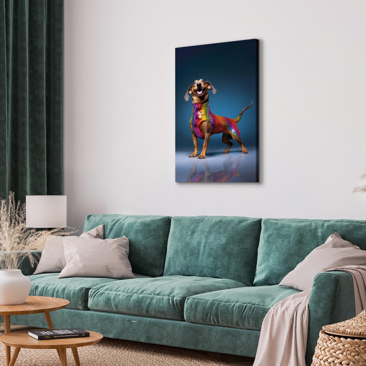 Canvas Print AI Dachshund Dog - Smiling Animal in Colorful Disguise - Vertical 150248 additionalImage 4