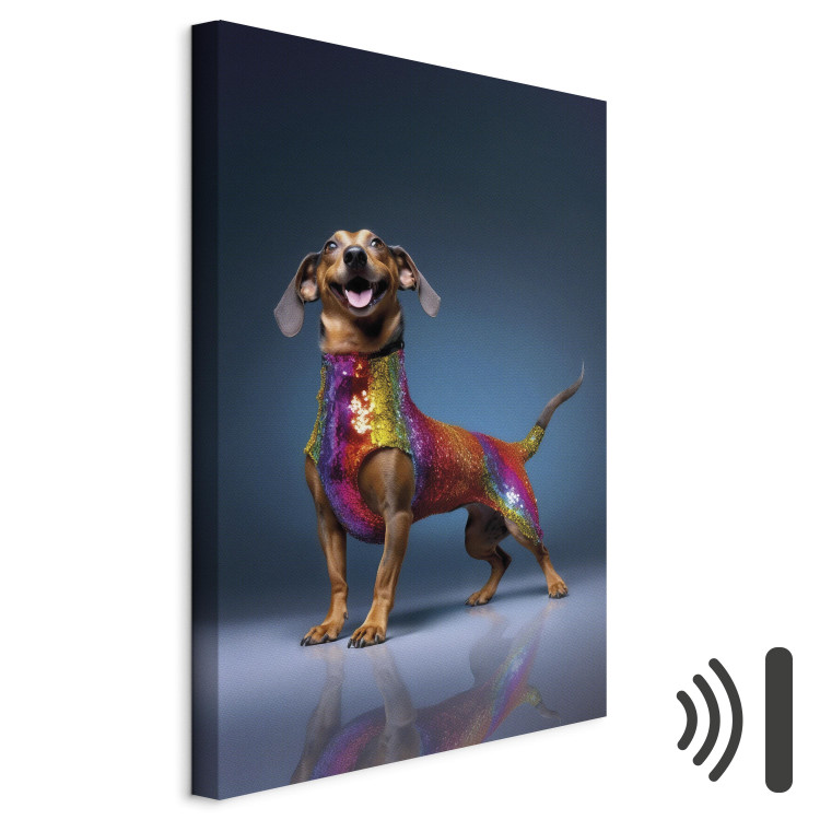 Canvas Print AI Dachshund Dog - Smiling Animal in Colorful Disguise - Vertical 150248 additionalImage 8