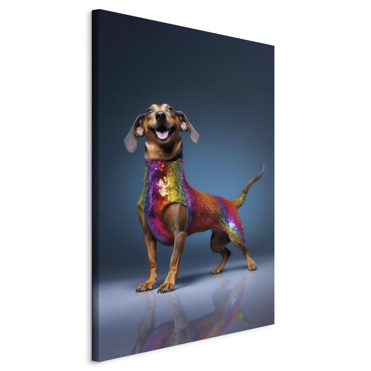Canvas Print AI Dachshund Dog - Smiling Animal in Colorful Disguise - Vertical 150248 additionalImage 2